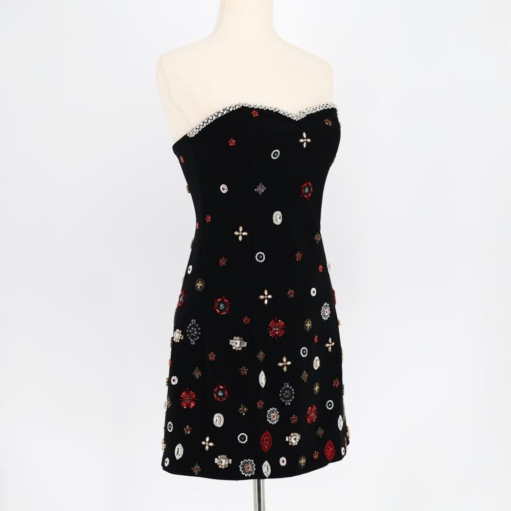 Alice + Olivia Women Embellished Iva Strapless Sweetheart Mini Dress Size US 4 - Picture 8 of 14